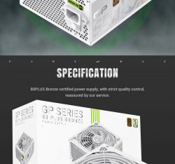 GAMEMAX Блок живлення ATX 550W, 80+ Bronze, 140mm Ultra Si lent Fan OVP / UVP/ SIP / OCP/ OLP/ OPP/ SCP GP 550B WH - Картинка 23