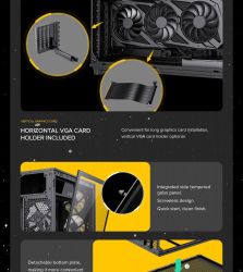 GAMEMAX Корпус комп'ютерний Midi ATX без блока живлення X,M-ATX,ITX. (Support BTF),Tempered Glass,Mesh,USB F46 BK - Картинка 13