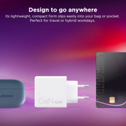 Зарядний пристрій LENOVO Dual USB-C 65W GaN White (G0A6065WEU) - Картинка 12