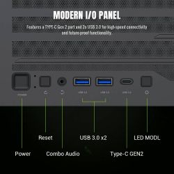 GAMEMAX Корпус Tower E-ATX без блока живлення , загартован е скло E-ATX,ATX, M-ATX,ITX, Tempered Glass,Mesh,2 LEADER 2 BK - Картинка 10