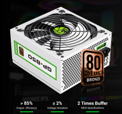 GAMEMAX Блок живлення 850W, 80+ Bronze, fan 140mm OPP/OVP/ UVP/OCP/SCP/OTP/NLP/SIP/OLP/NLO GP-850 White - Картинка 16