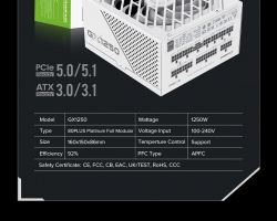 GAMEMAX Блок живлення ATX 1250W, 80+ Platinum ,fan 135mm,f ully modular OTP, OCP, SCP, OVP, UVP, OPP GX-1250 PRO WT(ATX3.1PCIe5.1) - Картинка 31