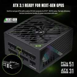 GAMEMAX Блок живлення ATX 3.1 & PCIe5.1_ 850W, 80+ Gold, f an 135mm,fully modular ,Japanese 105°C and solid c GX PRO 850G - Картинка 6