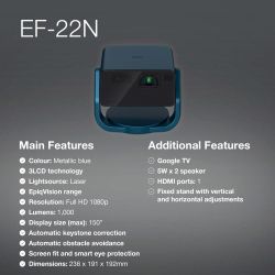 EPSON проектор EF-22N (Laser, Full HD,3LCD, 1000Lm, 5000 000 :1, 0.8 - 1.3:1, HDMI, USB-A, USB-B, 2*5Вт) EF-22N - Картинка 14