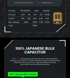 GAMEMAX Блок живлення ATX 750W, 80 Gold,fan 135mm,fully mo dular OPP, OVP, UVP, OCP, OTP, SCP GX-750 PRO BK(ATX3.1PCIe5.1) - Картинка 17