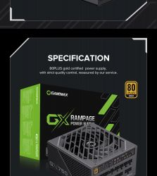 GAMEMAX Блок живлення ATX 750W, 80 Gold,fan 135mm,fully mo dular OPP, OVP, UVP, OCP, OTP, SCP GX-750 PRO BK(ATX3.1PCIe5.1) - Картинка 35