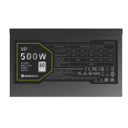 GAMEMAX Блок живлення 500W, 80+ Bronze, fan 120mm ATX3.1 OPP/OVP/UVP/OCP/SCP/OTP/SIP/OLP VP 500S BK - Картинка 7