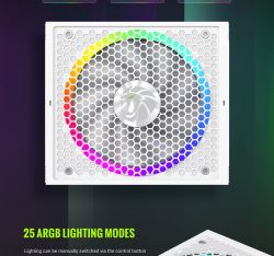 GAMEMAX Блок живлення ATX 3.1 & PCIe5.1_ 1050W, 80+ Gold,R GB Smart fan 140mm,fully modular ,Japanese 105°C RGB PRO 1050G WH - Картинка 18