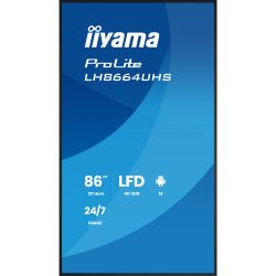 IIYAMA 85.6" 16:9 IPS �� ������, 3840�2160, 24/7, 450 �� /�2, �� Android 14,  2xHDMI 2.0/1xUSB C/2xUSB 2.0, LH8664UHS-B3AG - �������� 2