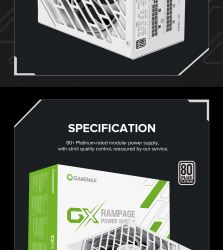 GAMEMAX Блок живлення ATX 1250W, 80+ Platinum ,fan 135mm,f ully modular OTP, OCP, SCP, OVP, UVP, OPP GX-1250 PRO WT(ATX3.1PCIe5.1) - Картинка 30