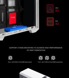 GAMEMAX Корпус Tower ATX без блока живлення, акріл o-ATX, DTX,Mini-ITX, 1*usb 3.0 + 2* usb 2.0 G561E-WH - Картинка 17