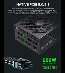 GAMEMAX Блок живлення ATX 1250W, 80+ Platinum ,fan 135mm,f ully modular OTP, OCP, SCP, OVP, UVP, OPP GX-1250 PRO BK(ATX3.1PCIe5.1) - Картинка 28