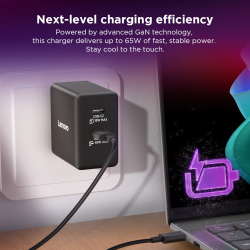 Зарядний пристрій LENOVO Dual USB-C 65W GaN Charger (40AW065BEU) - Картинка 11
