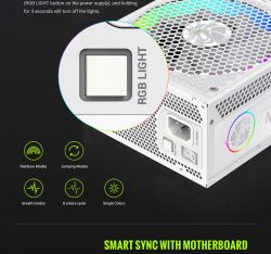 GAMEMAX Блок живлення ATX 3.1 & PCIe5.1_ 1300W, 80+ Plati num,RGB Smart fan 140mm,fully modular ,Japanese 1 RGB PRO 1300P WH - Картинка 19