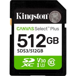 KINGSTON ����� ���'�� 512GB SDXC Canvas Select Plus Gen3 1 50MB/s C10 UHS-I U3 V30 SDS3/512GB