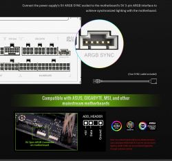 GAMEMAX Блок живлення ATX 3.1 & PCIe5.1_ 1050W, 80+ Gold,R GB Smart fan 140mm,fully modular ,Japanese 105°C RGB PRO 1050G WH - Картинка 22