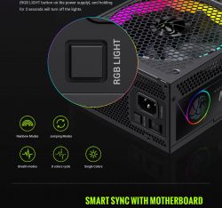 GAMEMAX Блок живлення ATX 3.1 & PCIe5.1_ 1050W, 80+ Gold,R GB Smart fan 140mm,fully modular ,Japanese 105°C RGB PRO 1050G - Картинка 20