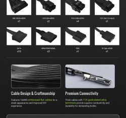 GAMEMAX Блок живлення ATX 3.1 & PCIe5.1_ 1300W, 80+ Platin um,RGB Smart fan 140mm,fully modular ,Japanese 10 RGB PRO 1300P - Картинка 20