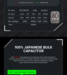 GAMEMAX Блок живлення ATX 1050W, 80+ Platinum ,fan 135mm,f ully modular OTP, OCP, SCP, OVP, UVP, OPP GX-1050 PRO BK(ATX3.1PCIe5.1) - Картинка 18