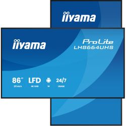IIYAMA 85.6" 16:9 IPS �� ������, 3840�2160, 24/7, 450 �� /�2, �� Android 14,  2xHDMI 2.0/1xUSB C/2xUSB 2.0, LH8664UHS-B3AG - �������� 5