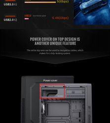 GAMEMAX Корпус Tower ATX без блока живлення, акріл icro-ATX, DTX,Mini-ITX, 1*usb 3.0 + 2* usb 2.0 G561E-BK - Картинка 15