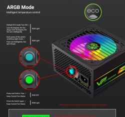 GAMEMAX Блок живлення 700W, 80+ Bronze, fan 120mm PCIe 5. 1 & ATX3.1, Native 12V-2x6 OPP/OVP/UVP/OCP/SCP/OT VP 700S BK-RGB - Картинка 18