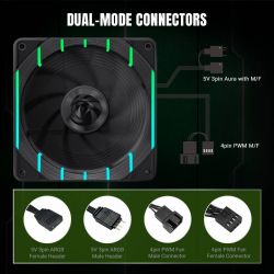 GAMEMAX ����� ��� ������� 120��  3pin AURA (M/F)&4pin PWM  Air Flow66.89 CFM Static Air Pressure2.62mm - H2ON Tornado T12 ARGB-R - �������� 7