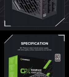 GAMEMAX Блок живлення ATX 1250W, 80+ Platinum ,fan 135mm,f ully modular OTP, OCP, SCP, OVP, UVP, OPP GX-1250 PRO BK(ATX3.1PCIe5.1) - Картинка 38
