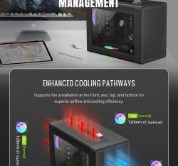 GAMEMAX Корпус Mini Tower без блока живлення U-ATX(244*185 mm), FLEX-ATX(229*191mm)ITX(170*170mm), 1*usb 3. Spark Air BK - Картинка 18