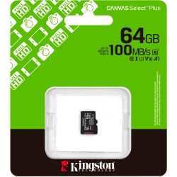 Карта памяти KINGSTON Карта пам'яті 64GB microSDXC Canvas Select Plus Ge n3 100R A1 Single Pack w/o ADP SDCS3/64GBSP - Картинка 3