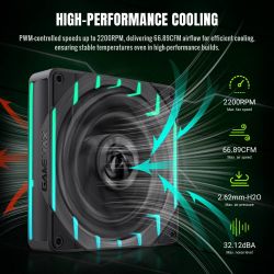 GAMEMAX ����� ��� ������� 120�� 3pin AURA (M/F)&4pin PWM A ir Flow66.89 CFM Static Air Pressure2.62mm - H2ONo Tornado T12 ARGB - �������� 5