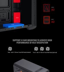 GAMEMAX Корпус Tower ATX без блока живлення, акріл icro-ATX, DTX,Mini-ITX, 1*usb 3.0 + 2* usb 2.0 G561E-BK - Картинка 18