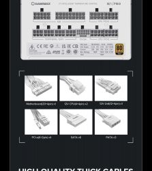 GAMEMAX Блок живлення ATX 750W, 80 Gold,fan 135mm,fully mo dular OPP, OVP, UVP, OCP, OTP, SCP GX-750 PRO WH(ATX3.1PCIe5.1) - Картинка 31