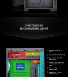 GAMEMAX Корпус Tower ATX без блока живлення, акріл icro-ATX, DTX,Mini-ITX, 1*usb 3.0 + 2* usb 2.0 G561E-BK - Картинка 16