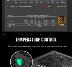 GAMEMAX Блок живлення 700W, 80+ Bronze, fan 120mm PCIe 5. 1 & ATX3.1, Native 12V-2x6 OPP/OVP/UVP/OCP/SCP/OT VP 700S BK - Картинка 16