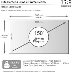 ELITE SCREENS ����������� ����� ER150WH1 150"(16:9)332*187 ��  ER150WH1 - �������� 4