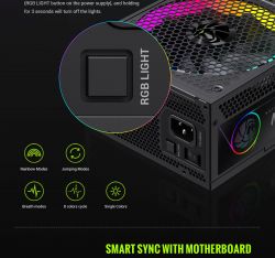 GAMEMAX Блок живлення ATX 3.1 & PCIe5.1_ 1300W, 80+ Platin um,RGB Smart fan 140mm,fully modular ,Japanese 10 RGB PRO 1300P - Картинка 23