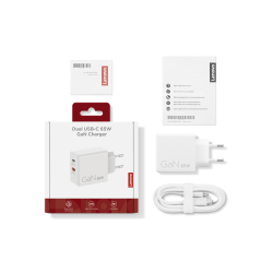 Зарядний пристрій LENOVO Dual USB-C 65W GaN White (G0A6065WEU) - Картинка 9