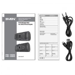   2.0 Sven PS-650 Black, 2 x 25 ,  , FM, Bluetooth, USB, microSD, LED-, , 2x4000* ,   -  8