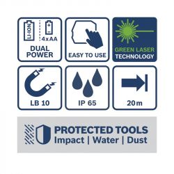 ͳ���� �������� Bosch Professional GLL 20-22 G 3.7�/4�� �� 20� �0.3��/� ������� ������ ����� IP 65 0.59�� 0.601.065.600 - �������� 15