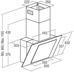 Cata Витяжка похила, 60см, 1000м3год, CERES 600 XGWH, білий 02027003 - Картинка 9