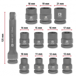 Набір ударних торцевих головок Einhell 40мм 1/2" 10-21 мм 12шт кейс 0.78кг 109283 - Картинка 4