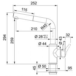 Смеситель для кухни Franke Urban, дл.излива - 252мм, вытяжной, 1 рычаг, хром-оникс 115.0595.091 - Картинка 2