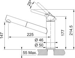 Смеситель для кухни Franke Orbit Pull Out, дл.излива - 225мм, вытяжной, 1 рычаг, хром-миндаль 115.0623.147 - Картинка 2