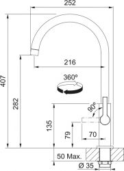 Смеситель для кухни Franke Maris Slim J, дл.излива - 252мм, поворотный, 1 рычаг, хром 115.0728.384 - Картинка 5