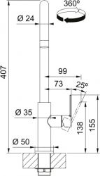 Смеситель для кухни Franke Maris Slim J, дл.излива - 252мм, поворотный, 1 рычаг, хром 115.0728.384 - Картинка 6