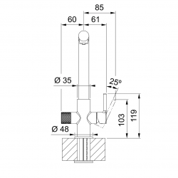 Змішувач для кухні Franke Lina L Clear Water 2.0, довж.виливу - 254 мм, поворотний, 1 важіль , хром 120.0730.779 - Картинка 8