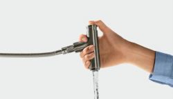 Змішувач для кухні Hansgrohe Metris Select, довж.виливу - 222мм, поворотний, витяжний, важіль + кнопка, хром 14857000 - Картинка 2
