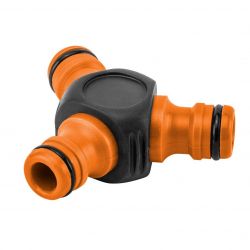 Neo Tools 1/2"-3/4" hose connector tee, two-component 15-744