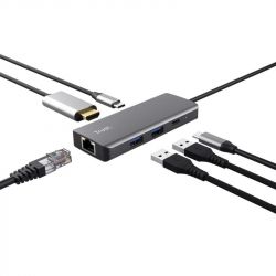 USB- Trust Dalyx  6-in-1 USB-C Multi-port Dock Aluminium 24968_TRUST